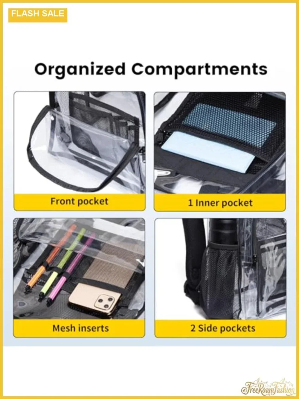 Clear Backpack Large See Through PVC for School Work Daypack